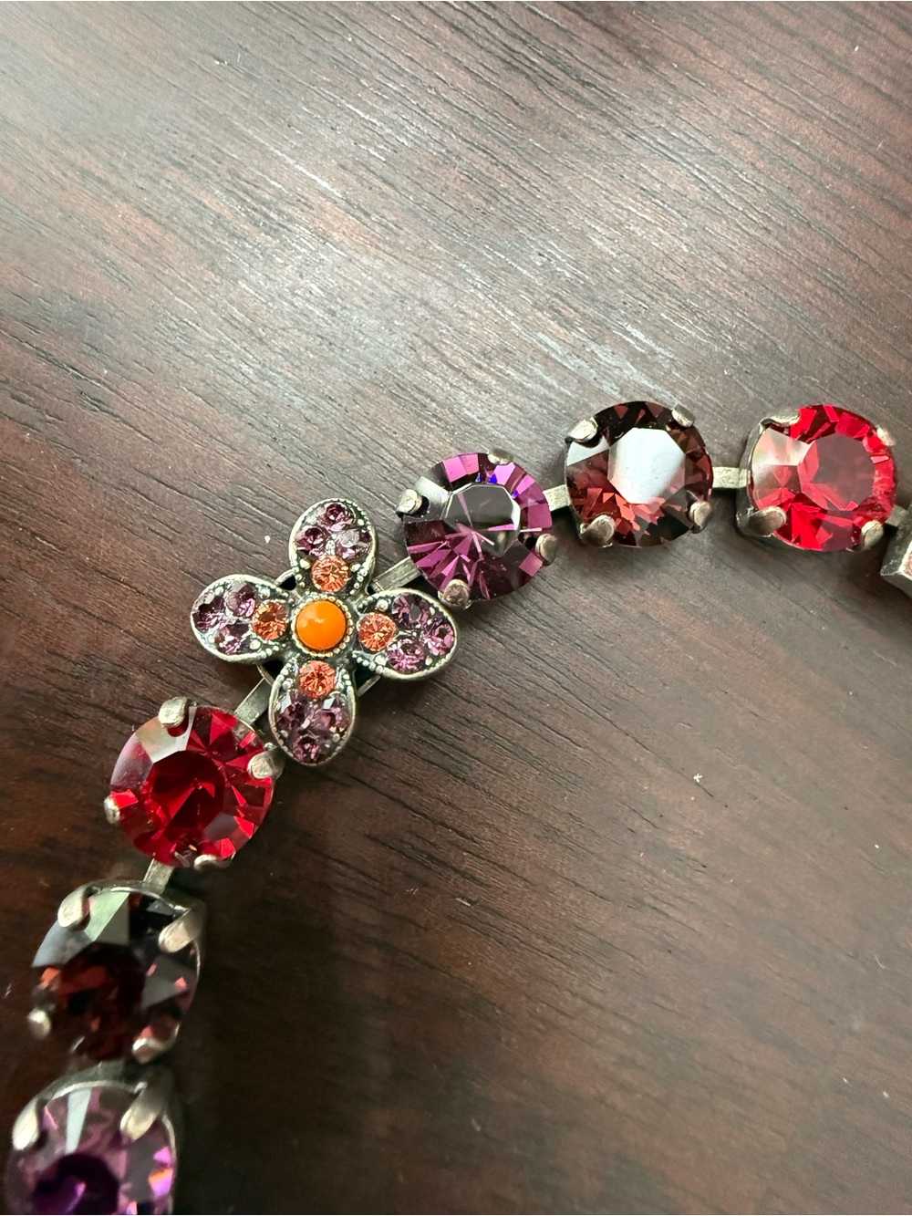 Mariana Jewelry Red & Purple Crystal Flower Bracelet - Picture 4 of 6